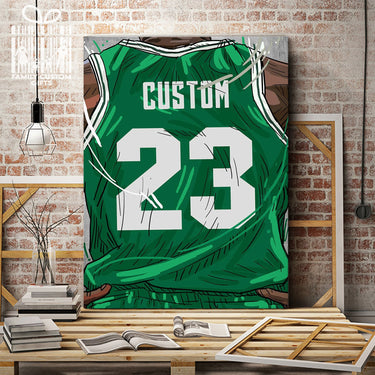 Boston Celtics Jersey Custom Canvas Print Wall Art for Boy Girl Men Women Basketball Personalized Canvas Art